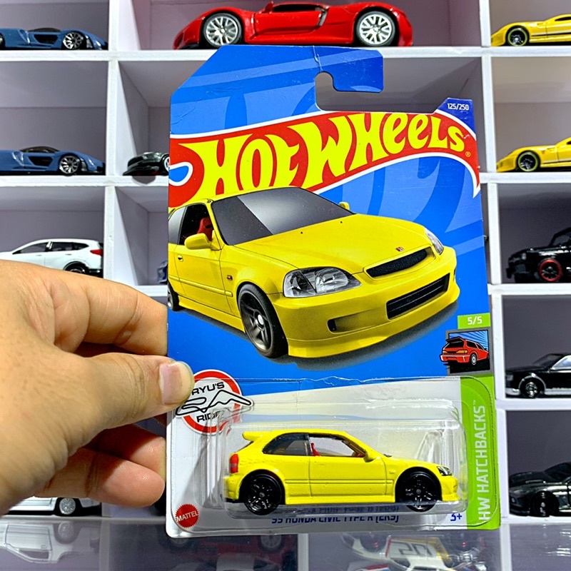 Xe mô hình Hot Wheels 99 HONDA CIVIC TYPE R EK9 Yellow tỉ lệ 1 64