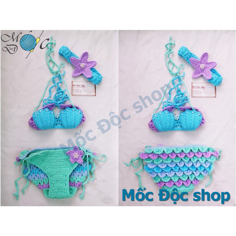 Đồ bikini len cho bé gái chụp hình mix màu 0 12 tháng Shopee Việt Nam