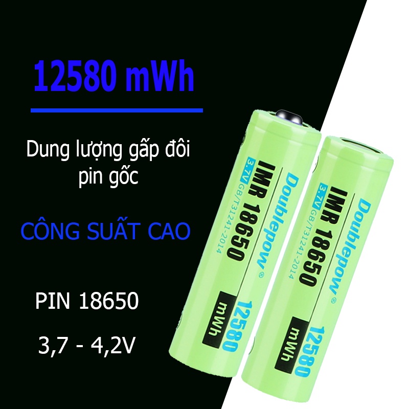 Pin sạc 18650 3 7V 12580mWh chính hãng Doublepow công suất cao Hàng