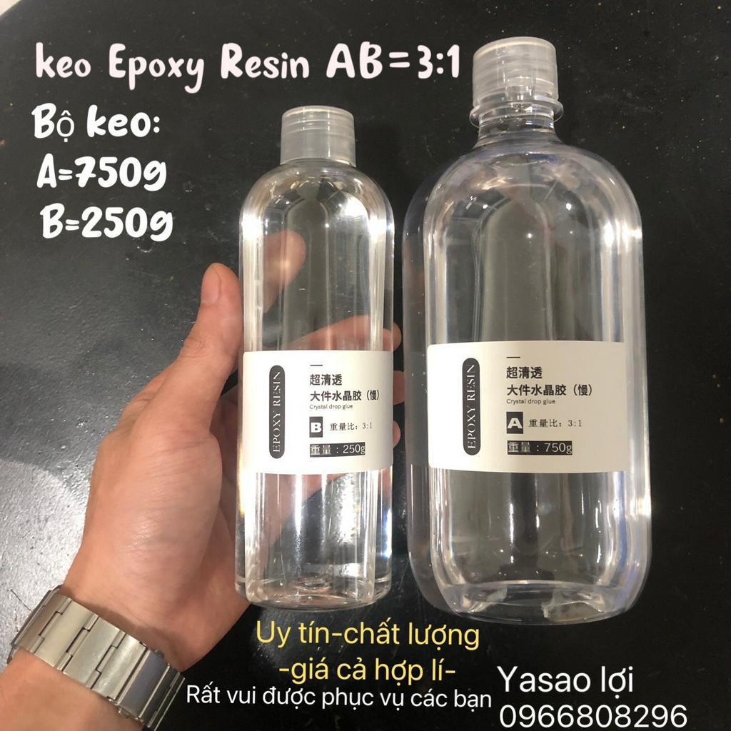 keo Epoxy Resin AB 3 1 1kg nhựa trong suốt loại cứng tự tan bọt