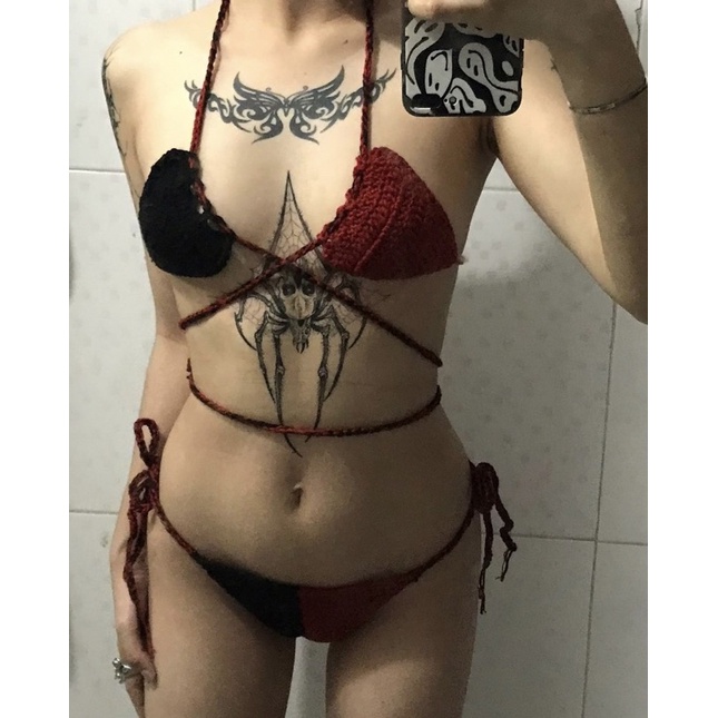 Gothic Bikini Checkered Bikini Set Bikini Len M C Handmade Ho Ti T