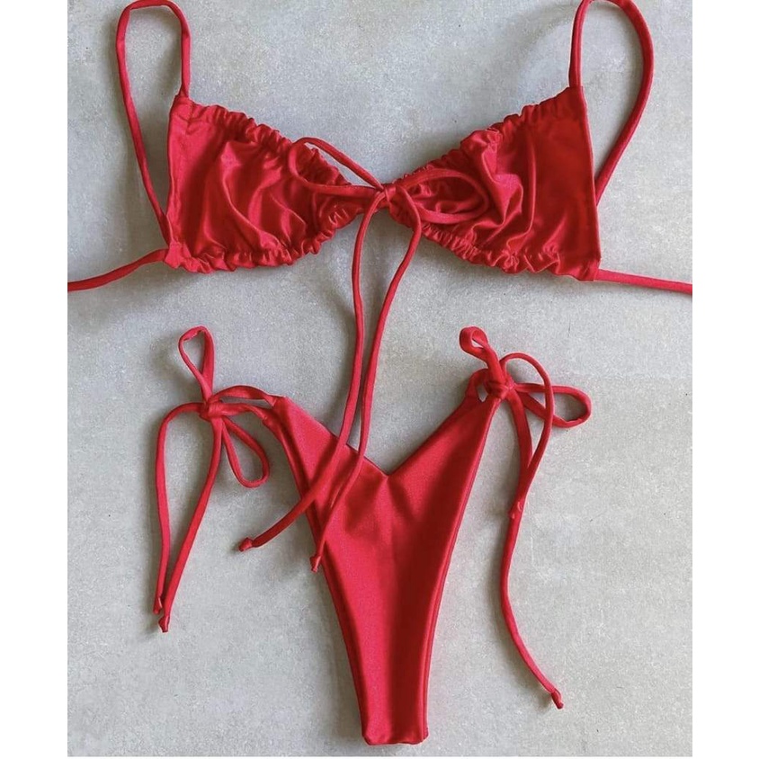 Bikini 2 Mảnh Basic Nâu Tây Rút Dây Siêu Tây Sexy Đủ Màu Shopee Việt Nam