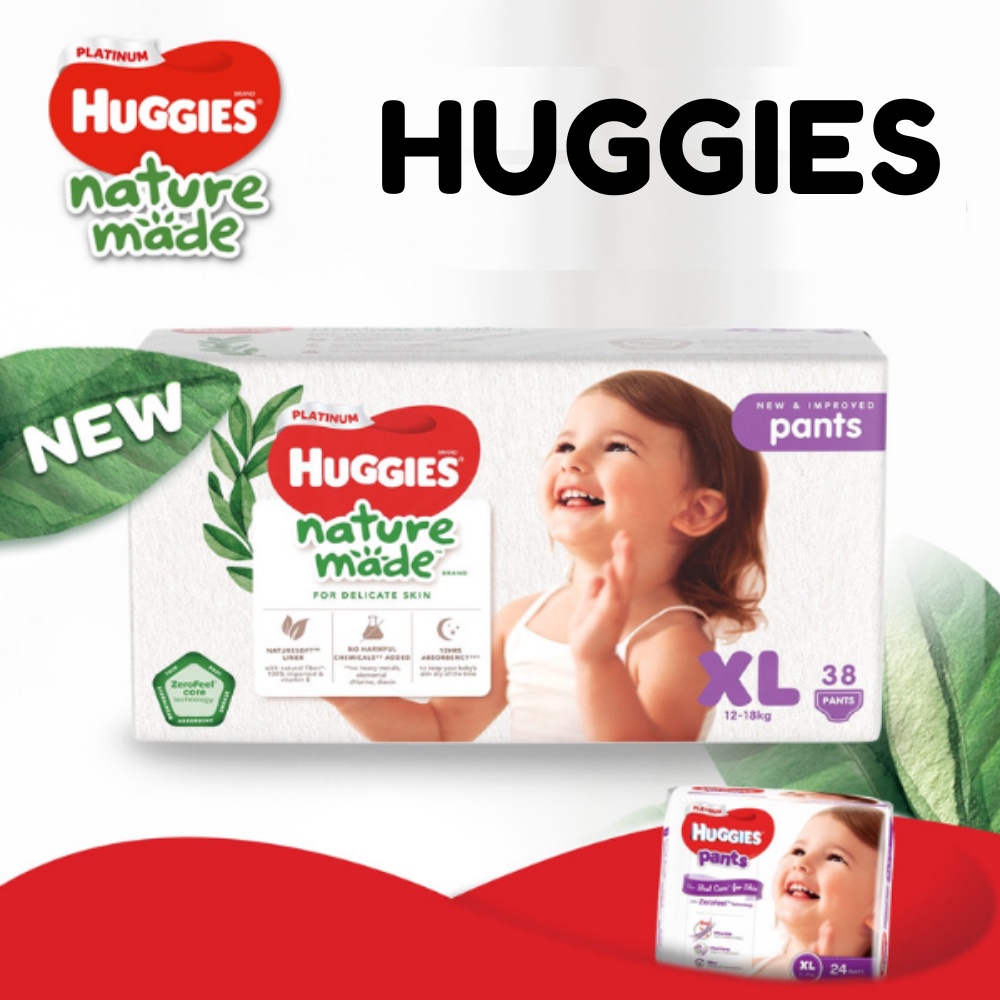 Tã Dán Quần Huggies Platinum Nature Made Size NB S M L XL XXL Shopee