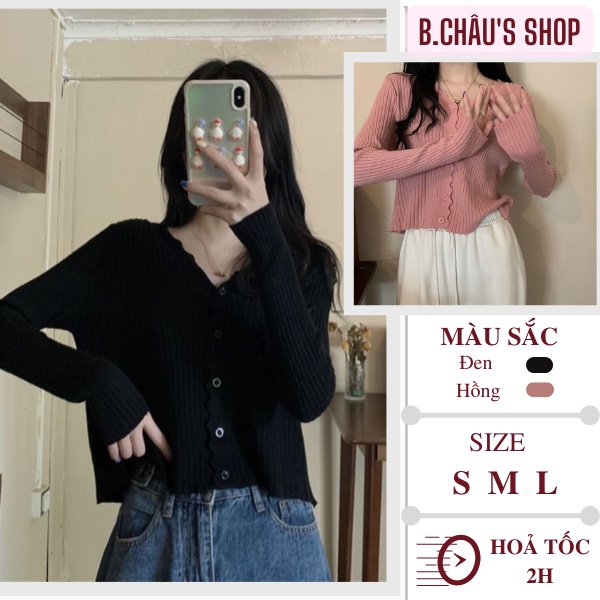 HÀNG QC Cardigan len tăm cài khuy dọc Áo len khoác ngoài mặc được 2