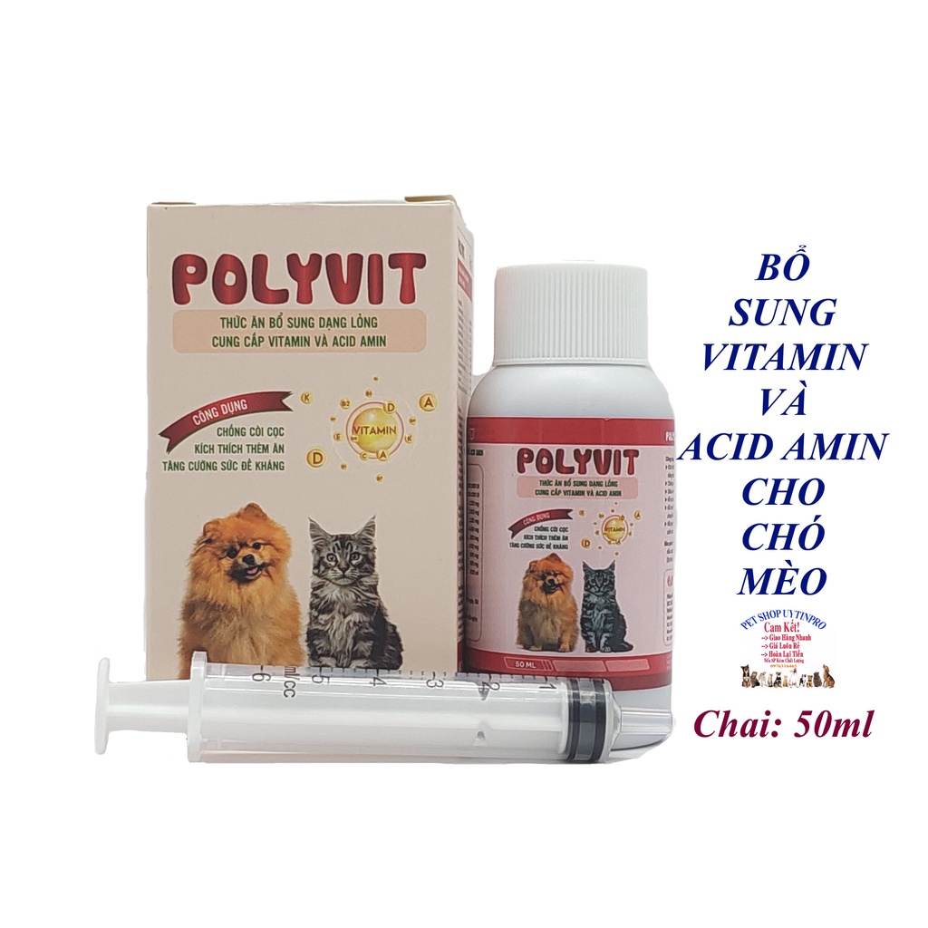 Chai bổ sung vitamin va acid amin cho Chó Mèo Polyvit Chai 50ml Tăng