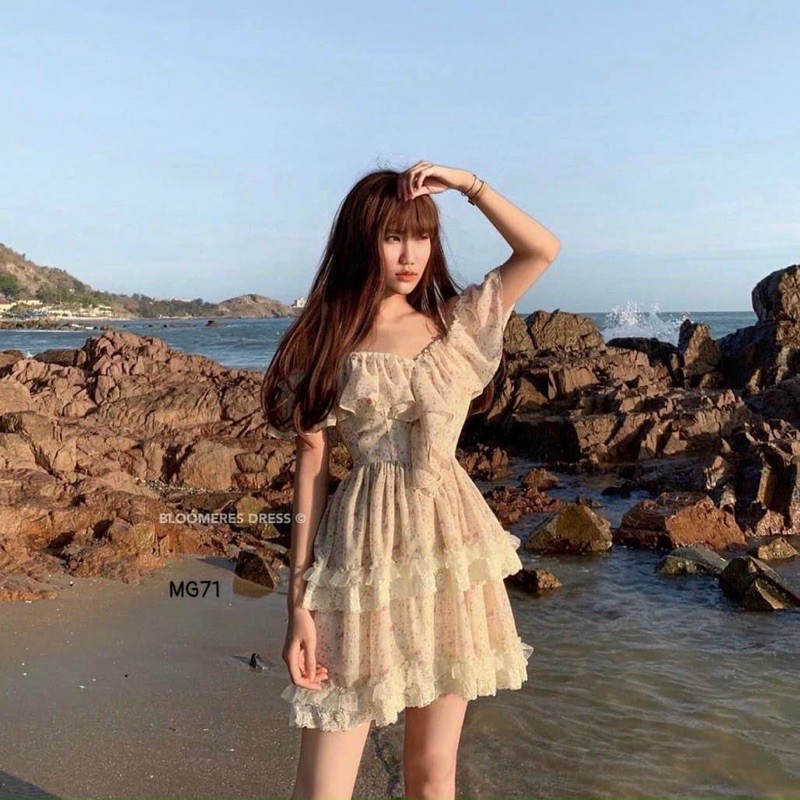 ĐẦM HOA NUDE RỚT VAI Shopee Việt Nam