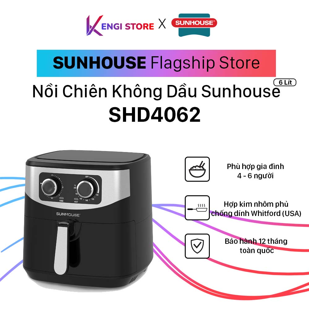 Sunhouse Chính Hãng Nồi Chiên Không Dầu 6 Lít Sunhouse SHD4062 Bảo