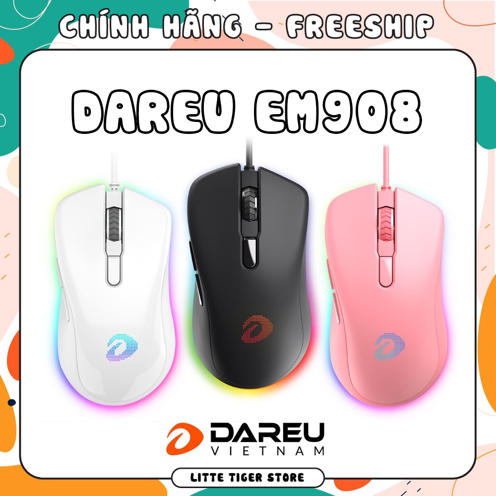 Chuột Gaming DAREU EM908 LED RGB BRAVO sensor Hàng Chính Hãng