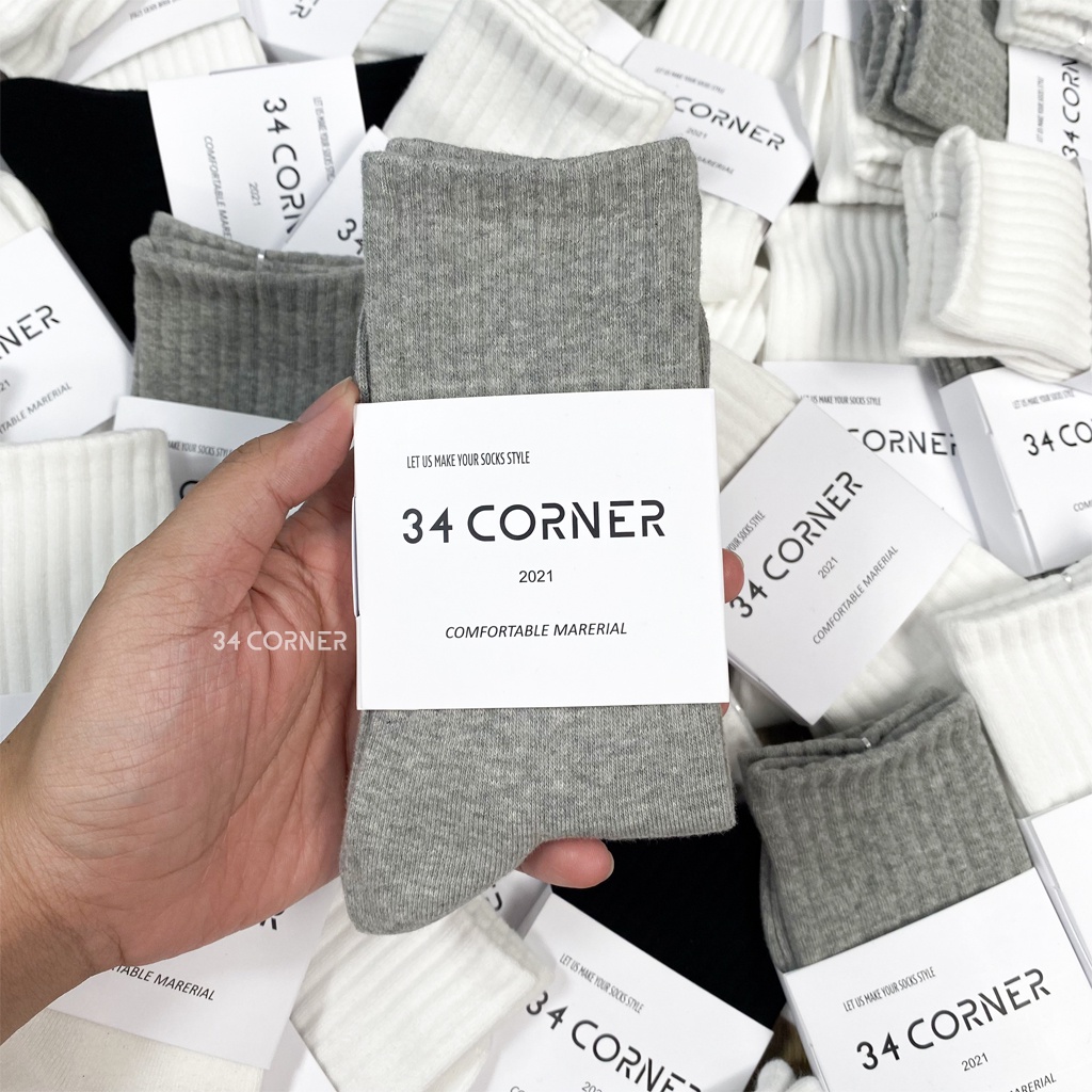 Tất Vớ Nam Nữ Cổ Cao Vớ Cotton Co Dãn Thoáng Mát 34 CORNER Vớ Cao Cổ