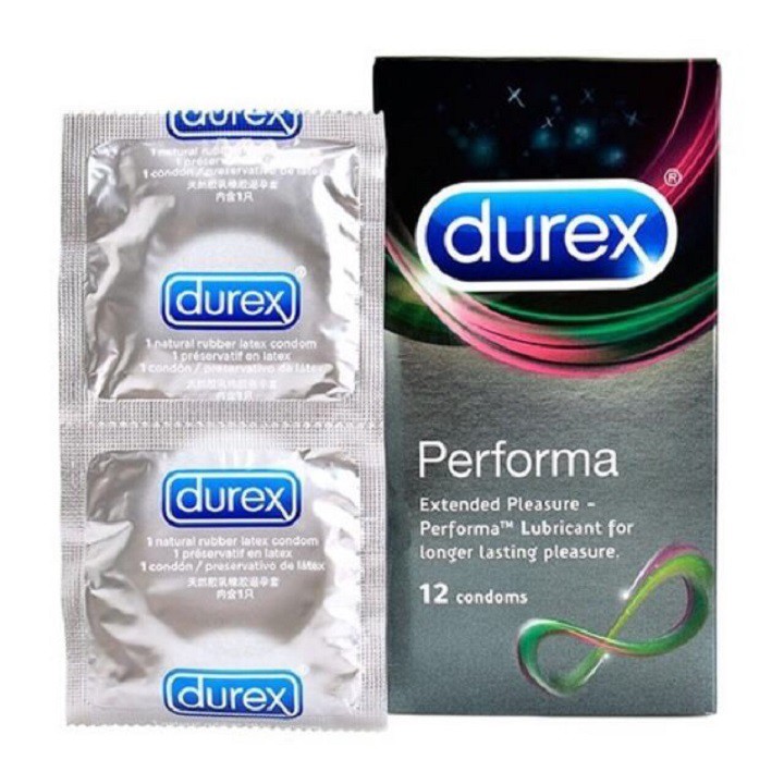 Bao Cao Su Durex Performa hộp 12 cái Tăng Dài Thời Gian QH che tên