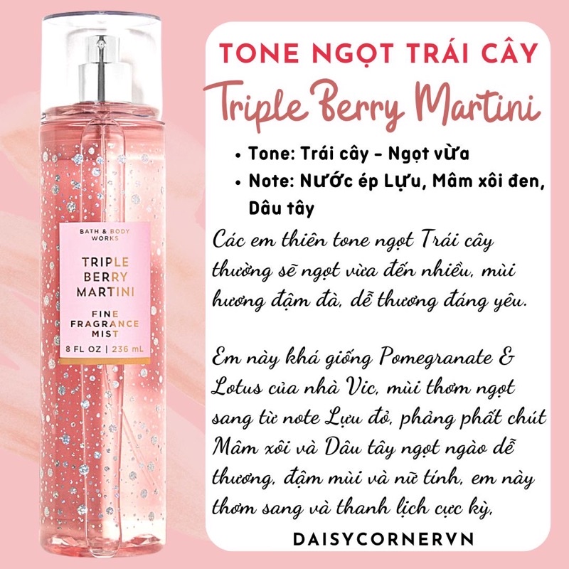 Bill Mỹ Xịt thơm Body Mist Bath and Body Works Triple Berry Martini