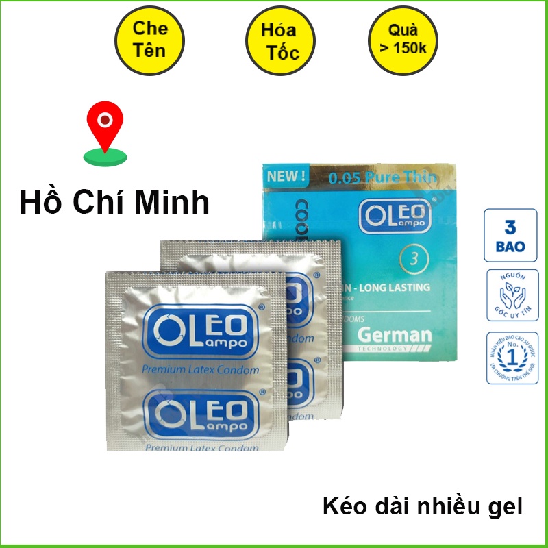 Bao cao su Oleo Cooling 3 cái 1 hộp kéo dài thời gian hương vani dễ