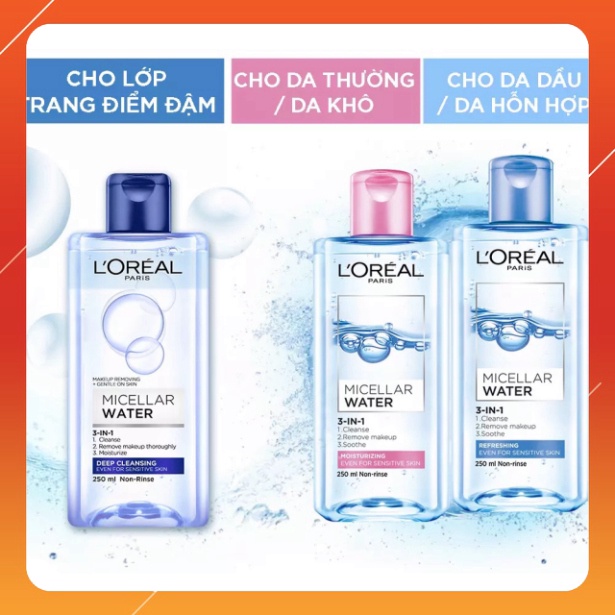 Nước tẩy trang cho mọi loại da L Oreal Paris 3 in 1 Micellar Water