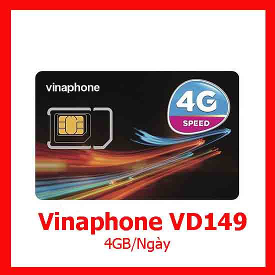 Sim Esim 3G 4G Vinaphone VD149 D159V Tặng 6GB Ngày 200 Phút Gọi