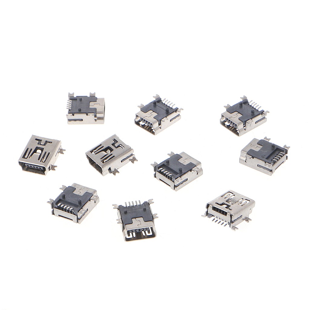 10 Pcs Mini USB Type B 5 Pin Female Socket Connector For Mobile Phone