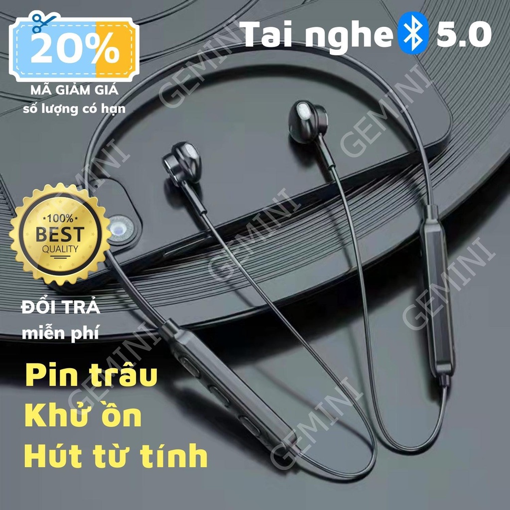 Tai nghe Bluetooth không dây đeo quàng cổ Bluetooth thế hệ 5 thể thao