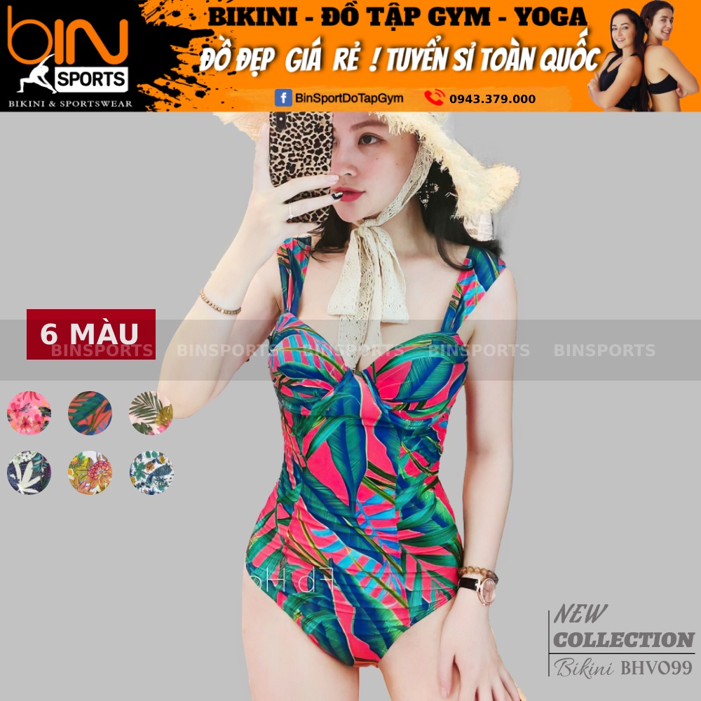 Bikini Đồ Bơi Nữ 1 Mảnh Liền Thân Body Hoa Lá Freesize Bin Sports