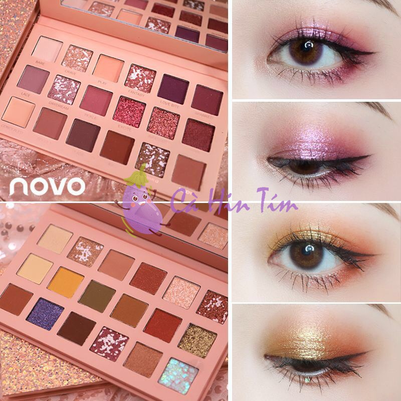 Bảng mắt NOVO Cinderella 18 ô màu dupe Huda New Nude Novo Crystal Eye