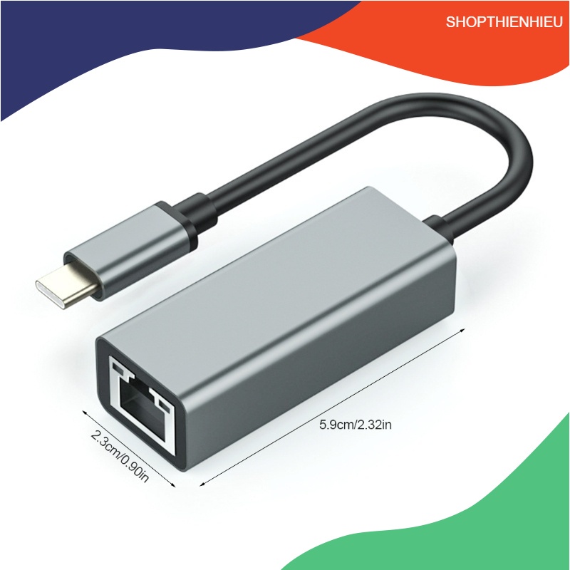 Cáp Chuyển Usb Type C Ra Sang Mạng Lan RJ45 Tốc Độ 10 100 1000Mbps Cho