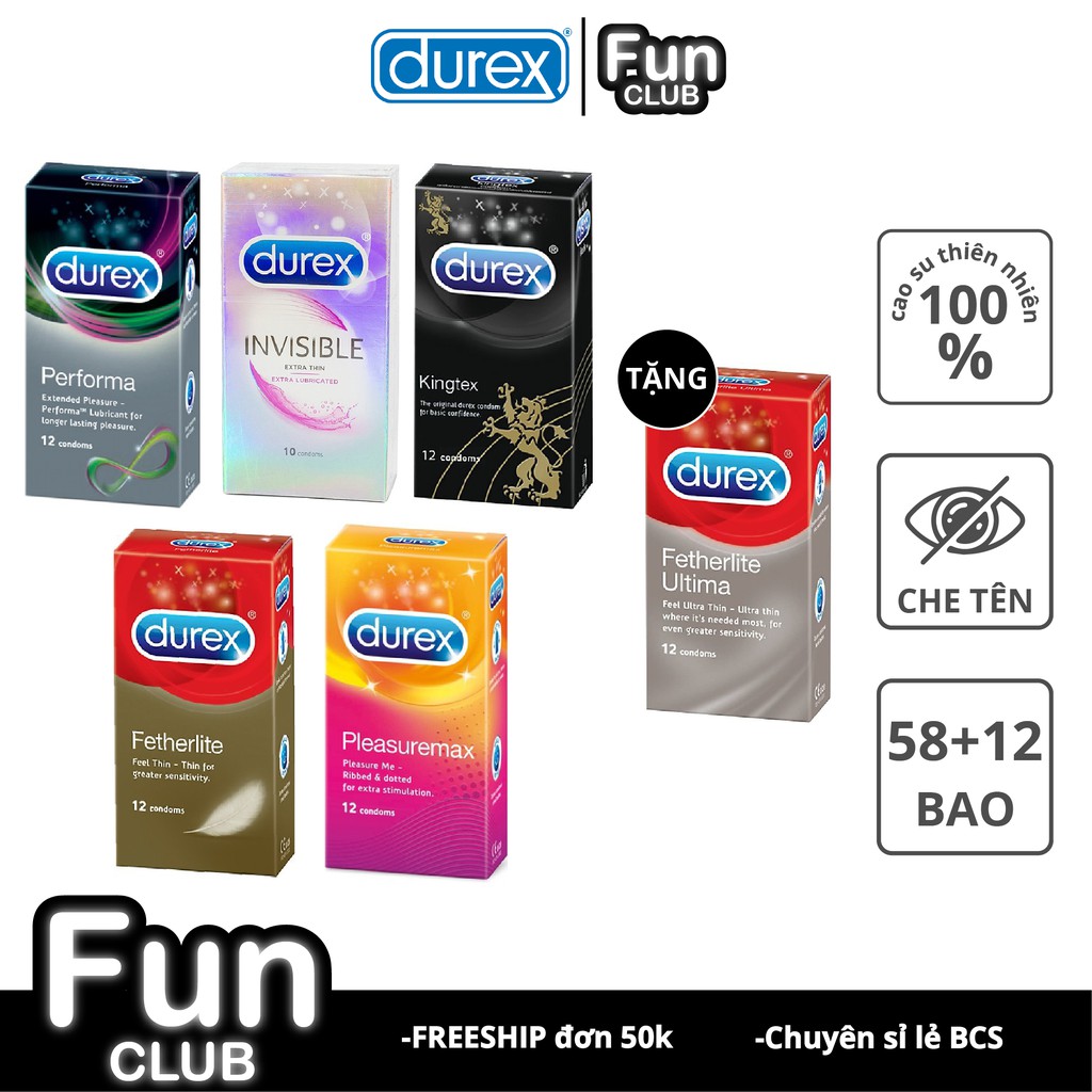 Combo H P Bao Cao Su Durex Kingtex Performa Pleasuremax