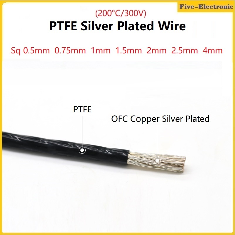 PTFE Silver Plated Wire Sq 0 5mm² 0 75mm² 1mm² 1 5mm² 2mm² 2 5mm² 4mm²