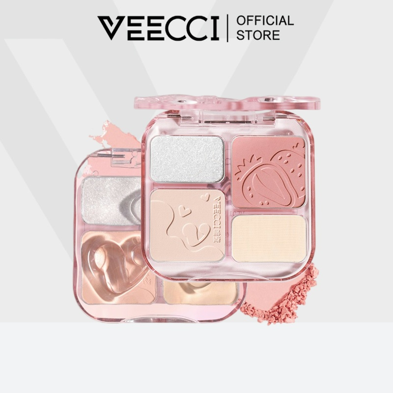 VEECCI Phấn má hồng Pearlescent Highlight 4trong1 sắc tông nude tự