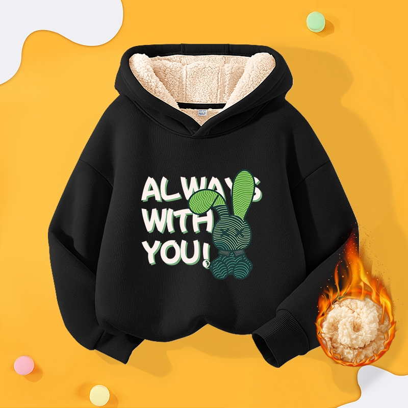 Áo Hoodie bé trai có mũ trùm đầu cho trẻ em Áo nỉ lông cừu giữ nhiệt