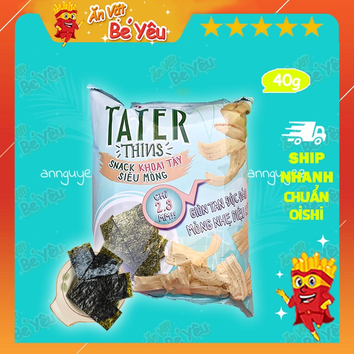 Bim bim Oishi snack tater khoai tây siêu mỏng vị tảo biển 32g Shopee