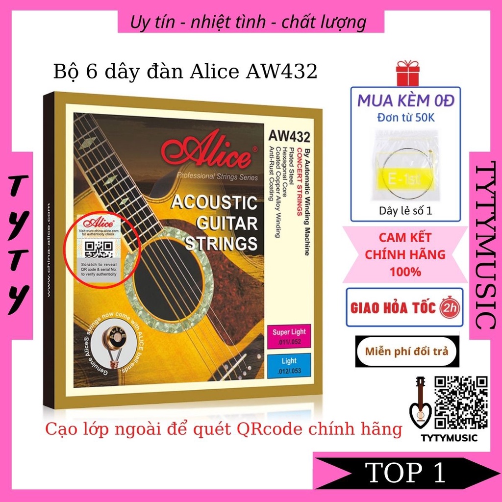 Dây Đàn Guitar Acoustic Alice AW432 Nhập Khẩu CHÍNH HÃNG TYTYmusic