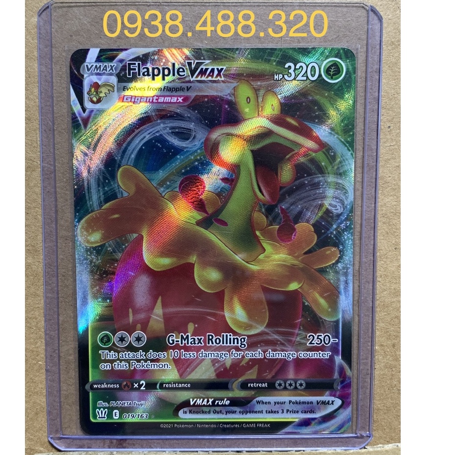 Thẻ bài Pokemon TCG Flapple VMAX 19 163 Ultra Rare chính hãng