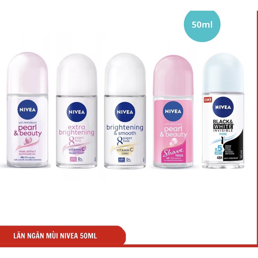 Lăn ngăn mùi Nivea 50ml khử mùi hôi dưới cánh tay giúp da trắng mịn