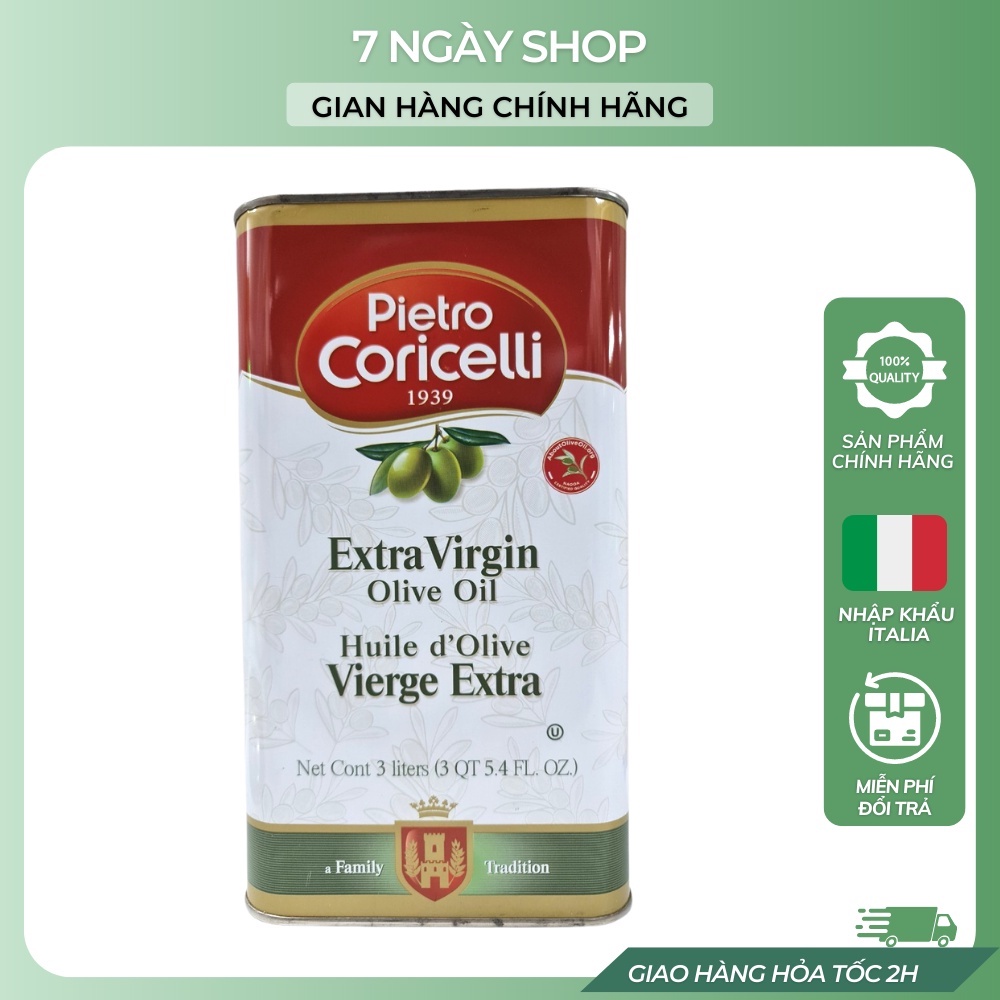 Dầu Oliu Extra Virgin Pietro Coricelli 7NgayShop 3000 ml Nhập Khẩu Ý