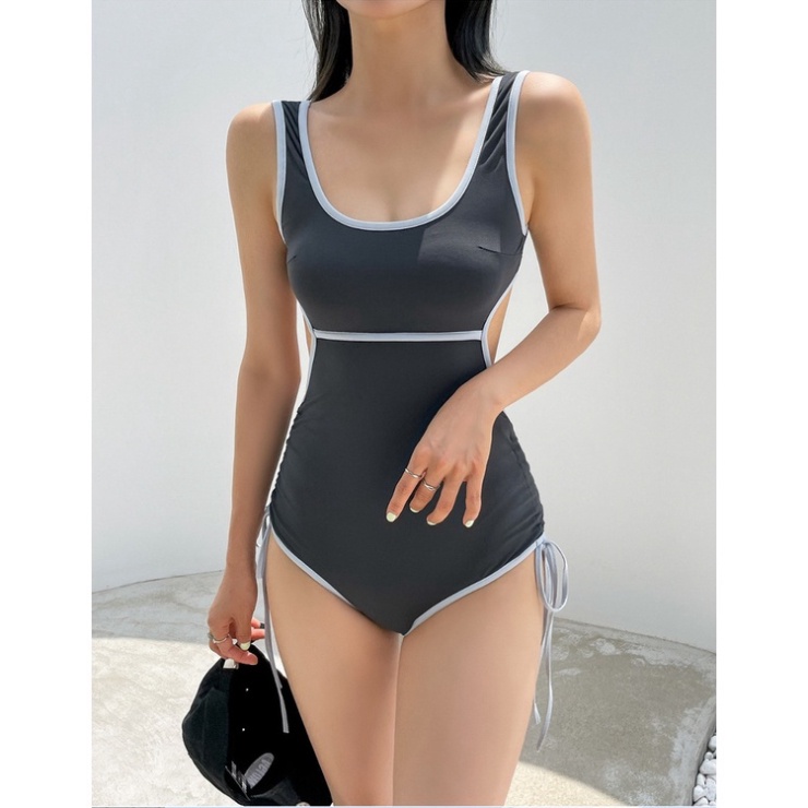 Bikini 1 mảnh LUHAZO hở lưng đồ bơi nữ đi biển liền thân khoét eo kín