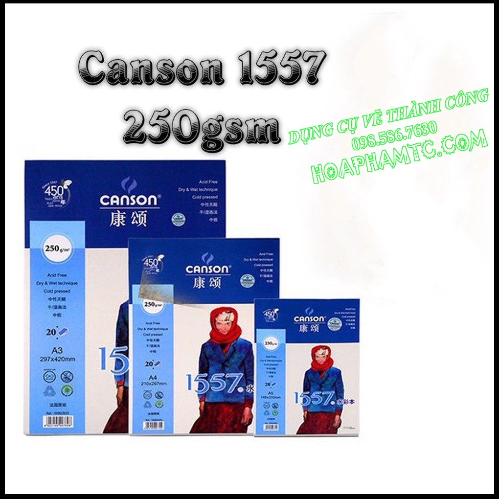 Sổ Vẽ Màu Nước Canson Định lượng 250gsm 1557 DCV Thành Công