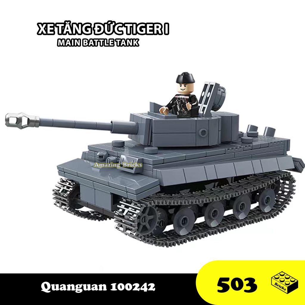 Đồ chơi Lắp ráp Xe Tăng Đức Tiger I Quanguan 100242 Panzer Tank Xếp