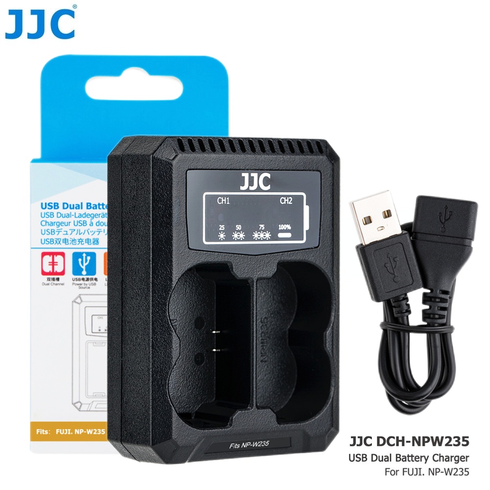 JJC Fujifilm NP W235 Pin Dual Sltos Sạc USB cho Máy Ảnh Fujifilm X T5 X