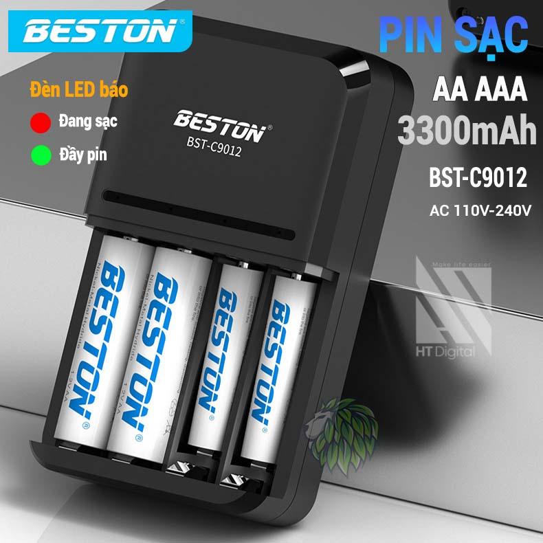 Sạc Pin AA AAA Beston C9012 mẩu mới 2024 Dc 220V có tính năng sạc nhanh