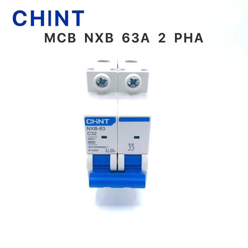 Aptomat MCB 2 Pha NXB 63 Chint 63A Dòng Cắt 6A Hàng Chính Hãng