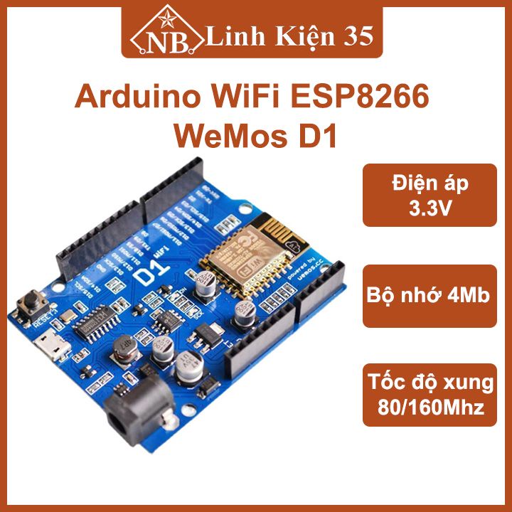 Kit Arduino WiFi ESP8266 WeMos D1 linh kiện tiêu biểu trong IOT