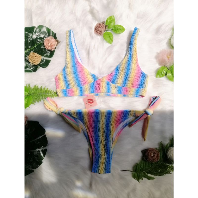Bikini Tam Giác Hoa Nhí Pastel Nhún Ngực Sexy Shopee Việt Nam