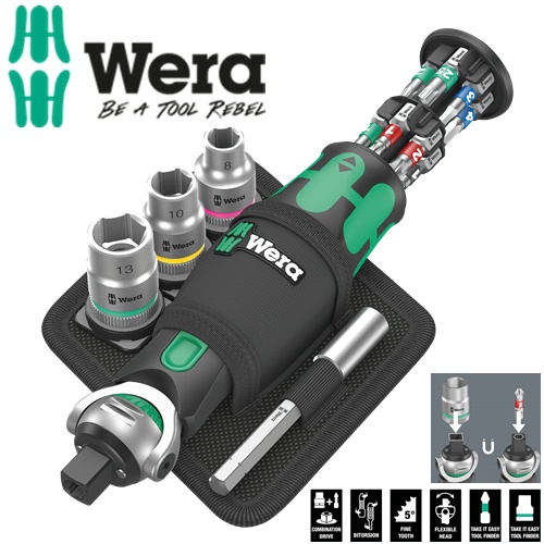 Bộ dụng cụ mở vít và tuýp Wera 05004281001 8009 Zyklop Pocket Set 2 gồm