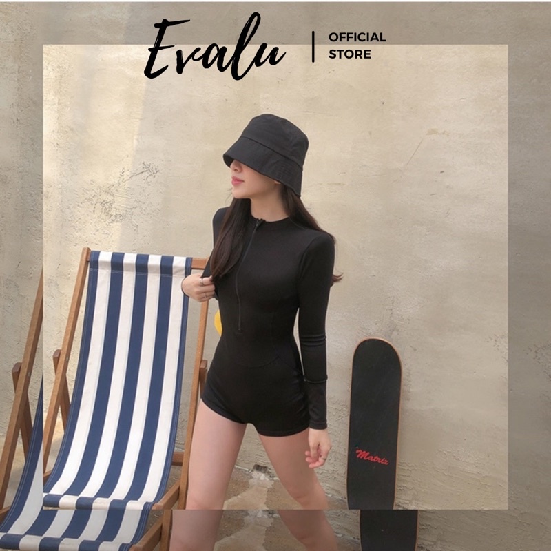 Bộ bikini liền thân dây kéo đồ bơi mảnh bodysuit dây khóa kéo áo có