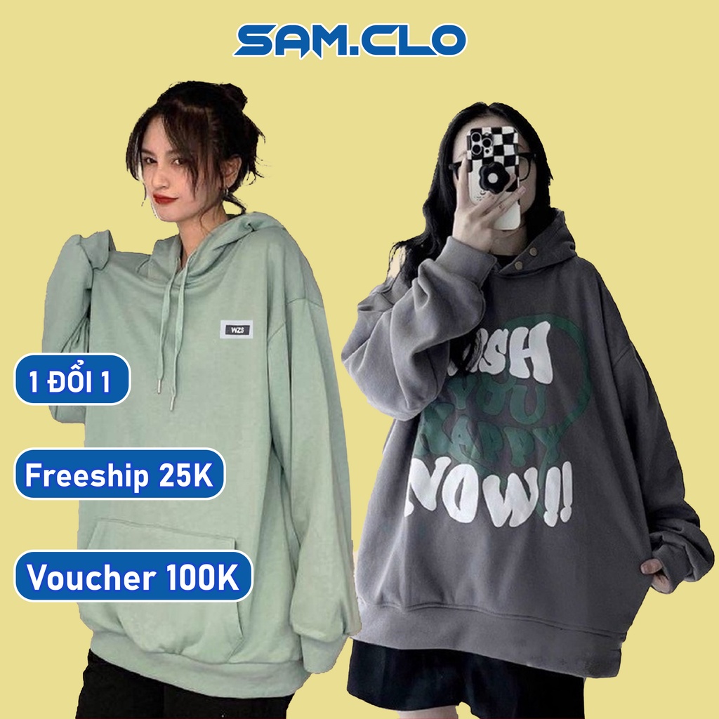 Áo HOODIE nỉ có mũ 2 lớp SAM CLO Áo khoác chui tay dài thu đông nam