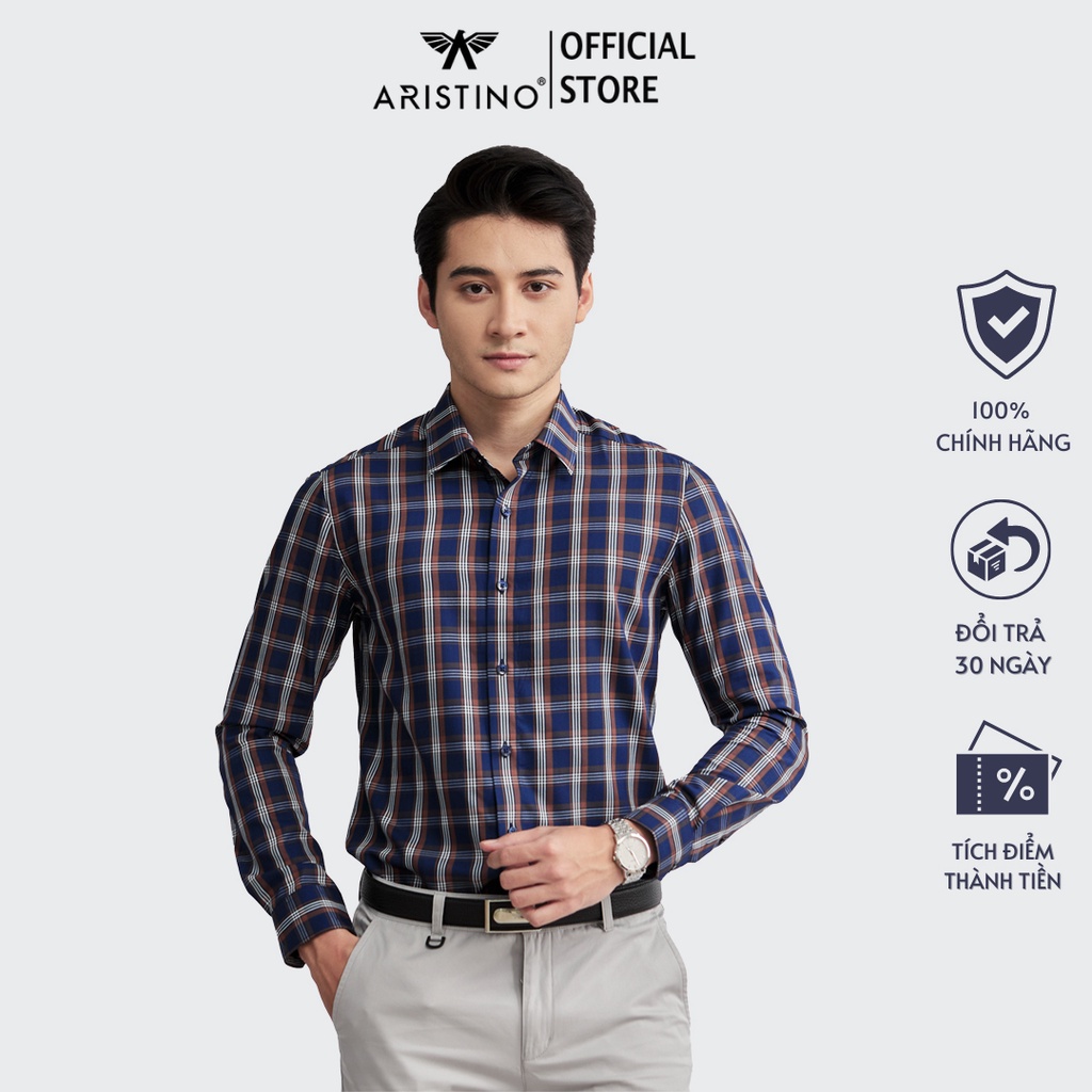 MỚI Áo sơ mi nam dài tay ARISTINO dáng Slim fit ôm vừa họa tiết