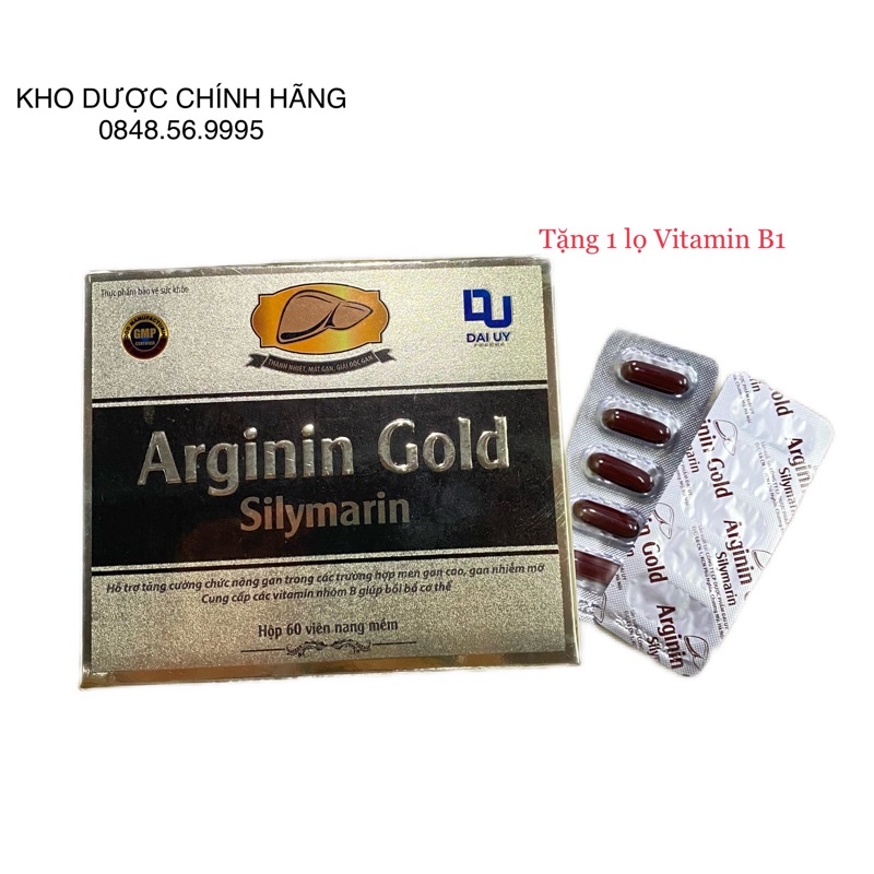 Bổ gan ARGININ GOLD SILYMARIN hộp 60 viên lợi mật tăng cường chức