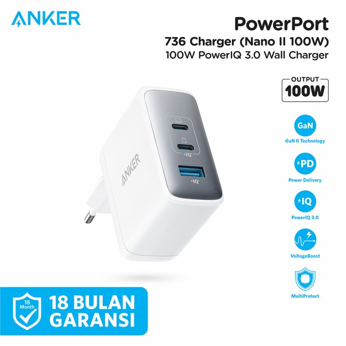 Cốc Sạc Nhanh Anker Nano 2 100W 3 Cổng PD PPS 5A QC A2145 Sạc ANKER