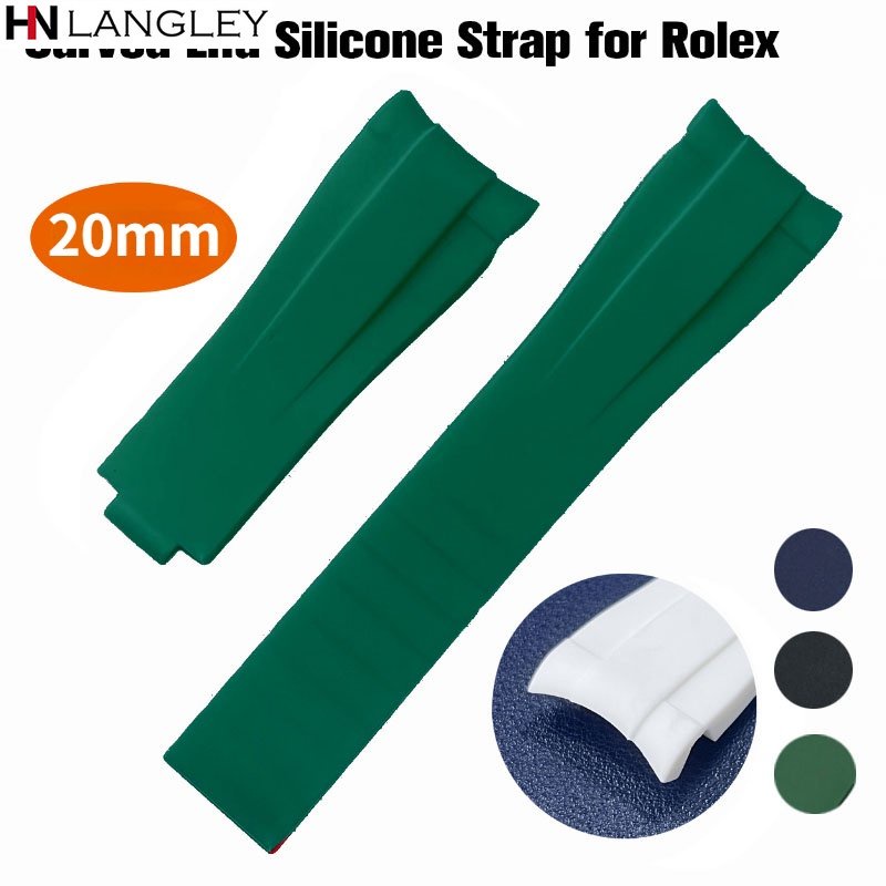 Dây Đeo Đồng Hồ Bằng Cao Su Silicone Đầu Cong 20mm Chống Nước Cho Rolex