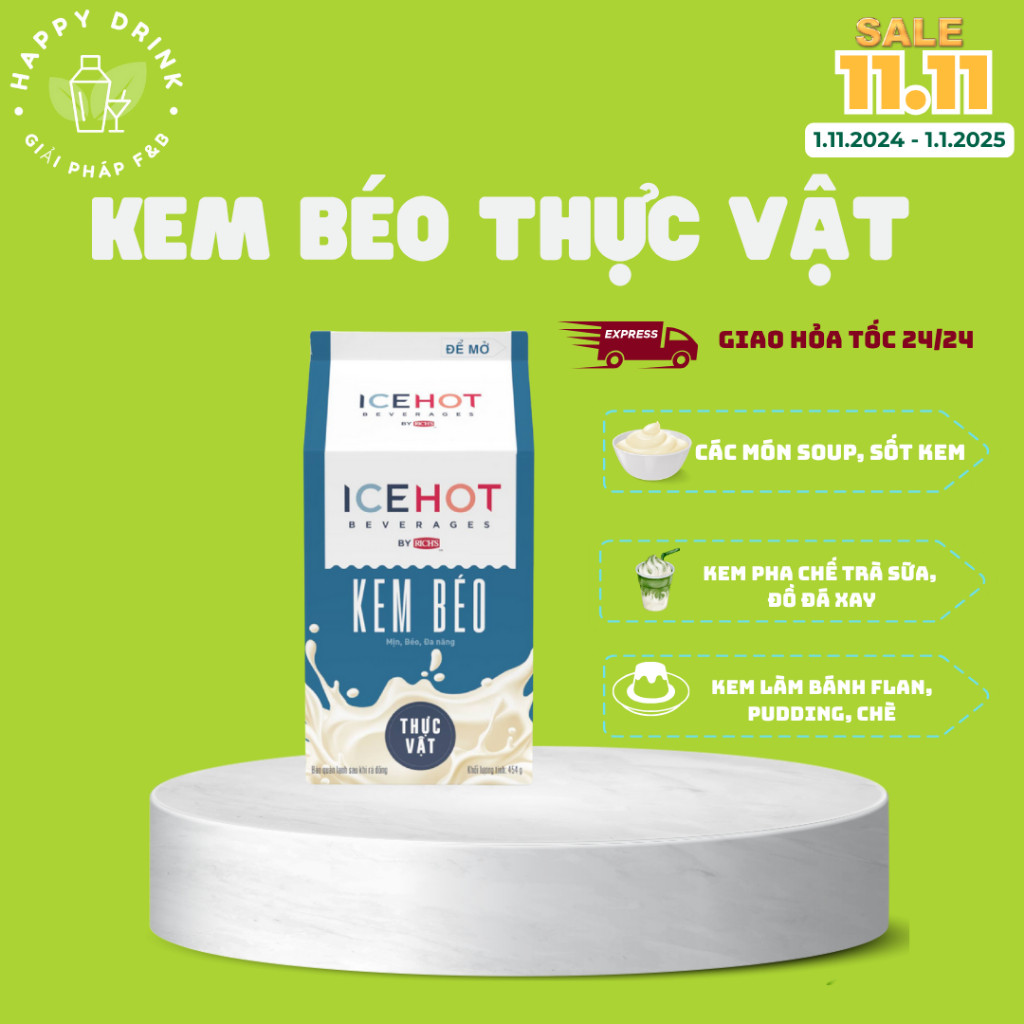 Giao Hàng Hỏa Tốc Kem Béo Thực Vật Richs Ice Hot Rich lùn 454g 24