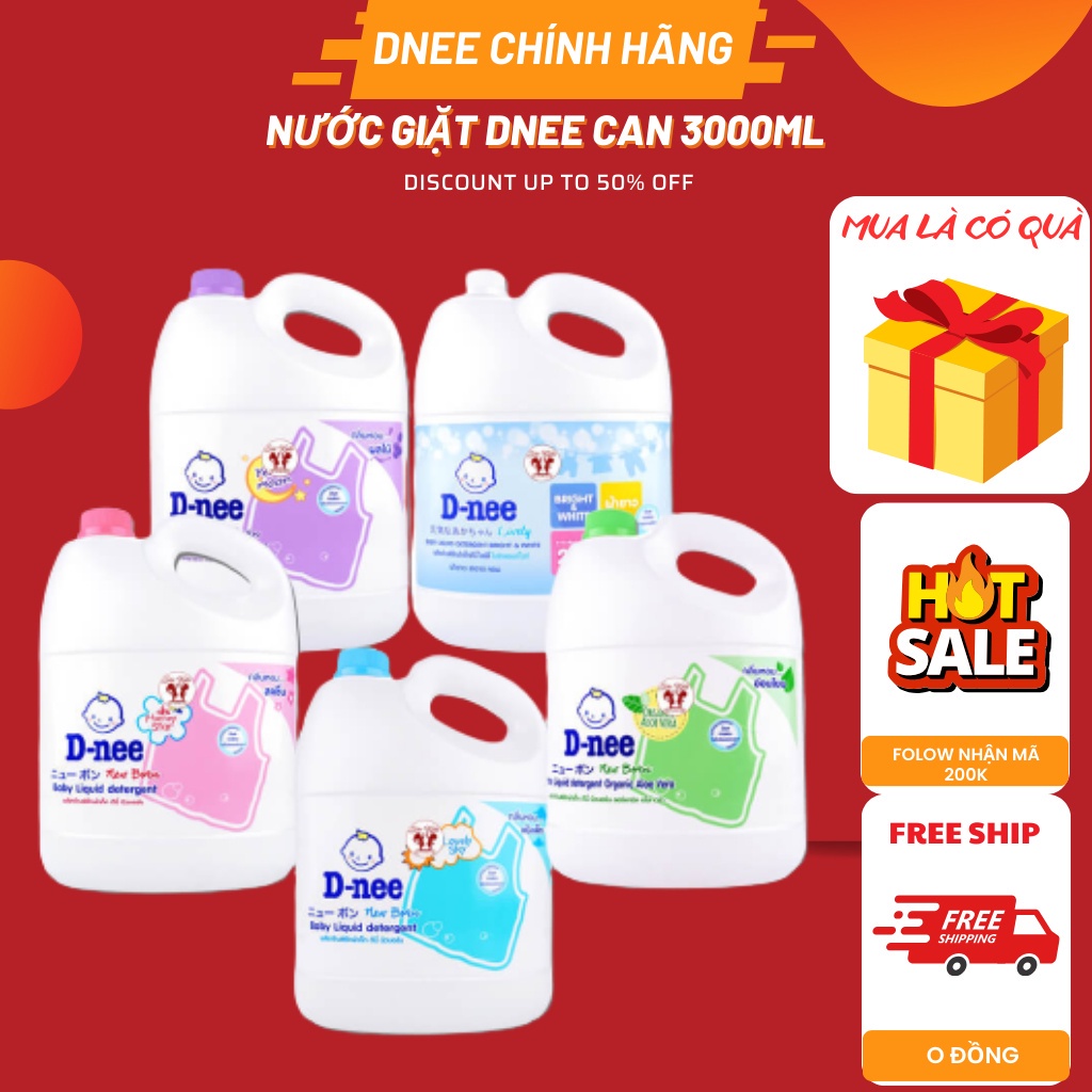 NHẬP KHẨU Nước giặt quần áo em bé Dnee 3000ml Nước Giặt Xả Cho Trẻ