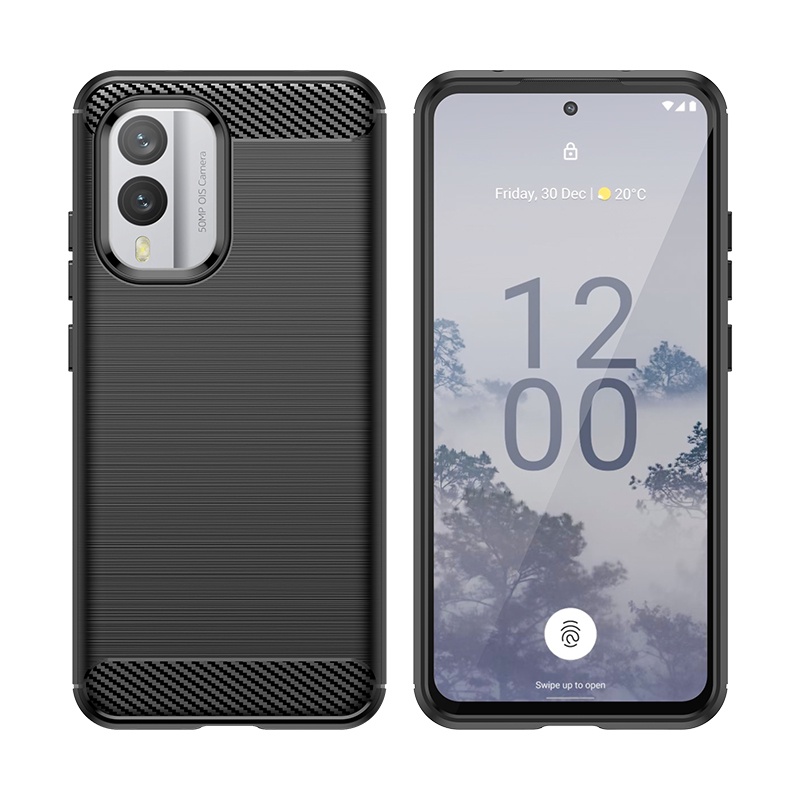 Ốp điện thoại Tpu mềm họa tiết sợi Carbon màu đen cho Nokia X30 5G G60